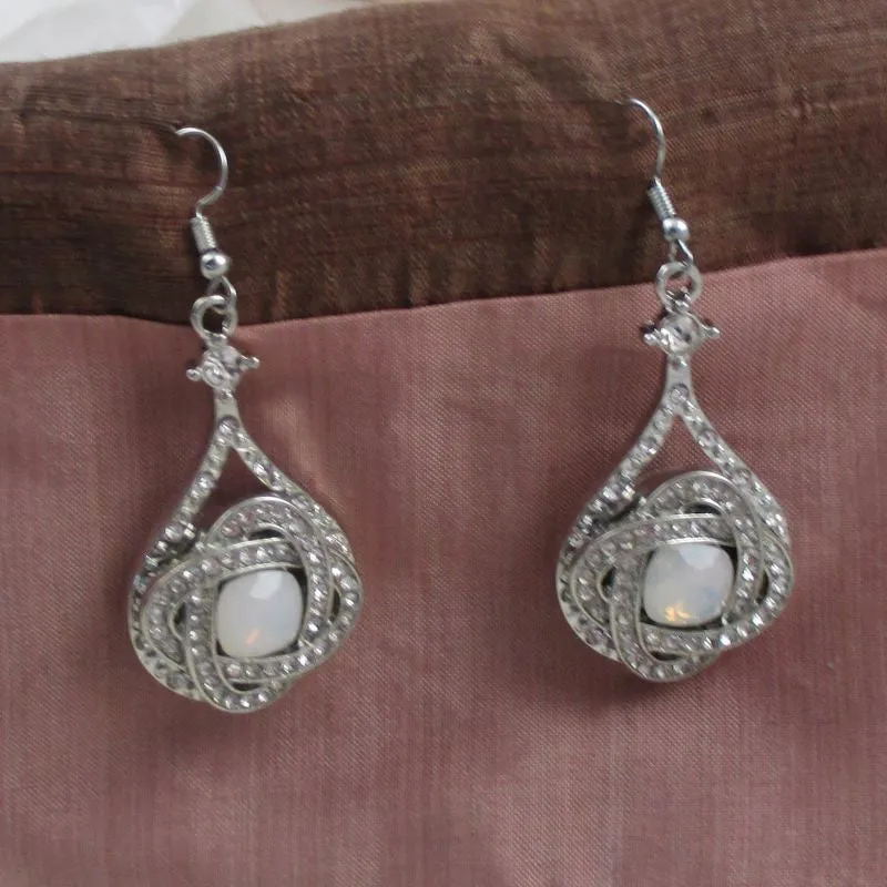 Alabaster Crystal &  Rhinestone Drop Earrings