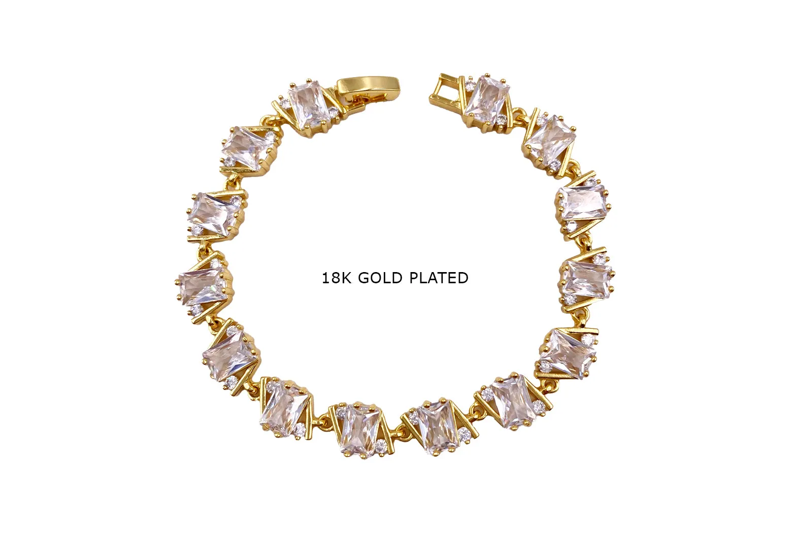 BB2010 18k Gold Plated Accented Cubic Zirconia Contemporary Bracelet