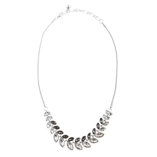 Beautiful Attractive Leaf Design Crystal Statement Necklace Set JN177 Gray