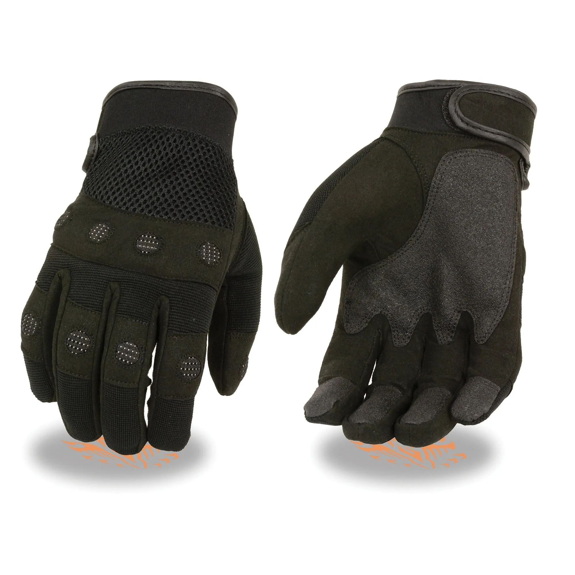 BLACK SH761 Men's Black Textile Padded Knuckle Mechanics Gloves with Amara Palm