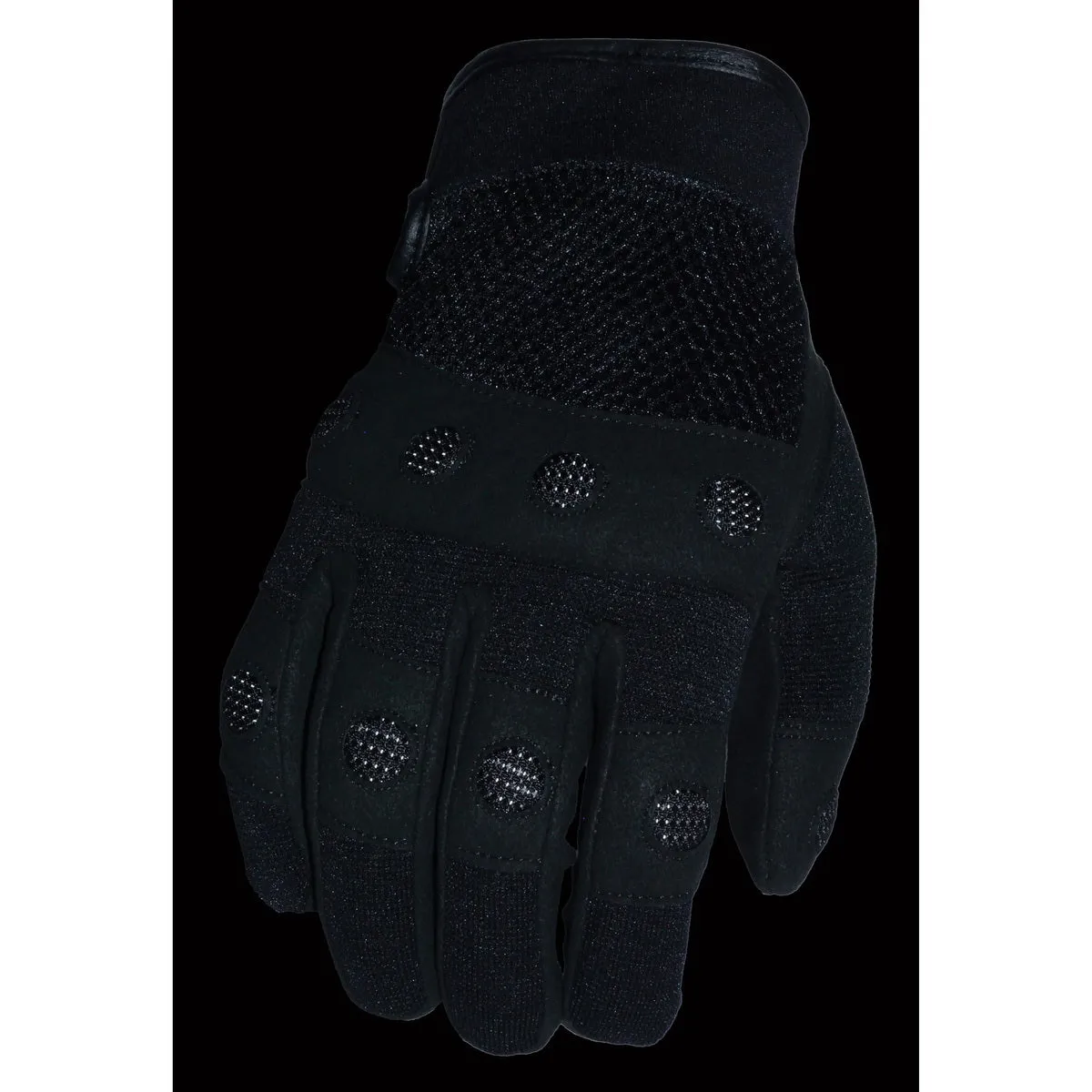 BLACK SH761 Men's Black Textile Padded Knuckle Mechanics Gloves with Amara Palm