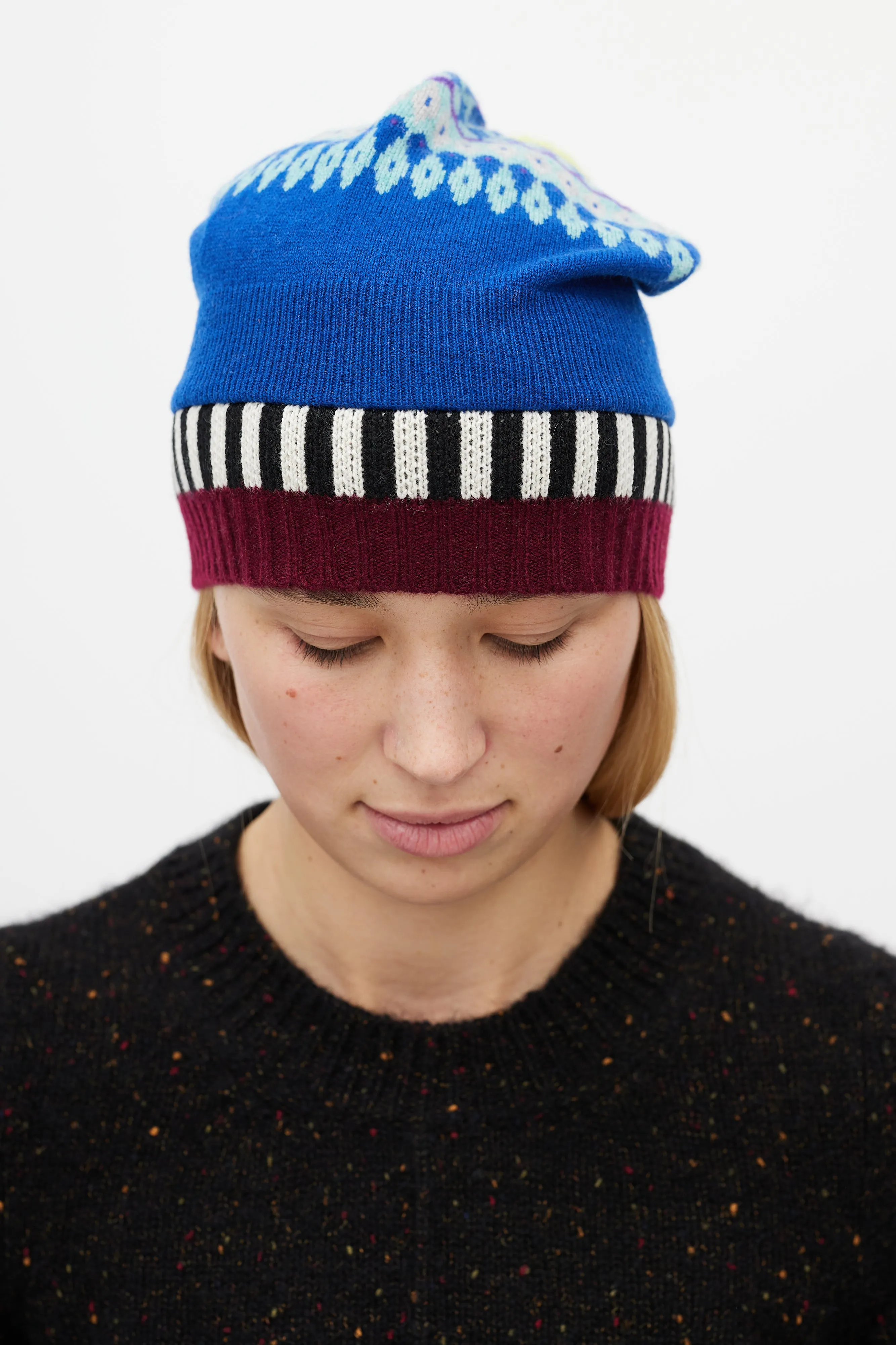 Blue & Multicolour Striped Cashmere Intarsia Co-Ord Set