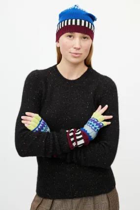Blue & Multicolour Striped Cashmere Intarsia Co-Ord Set