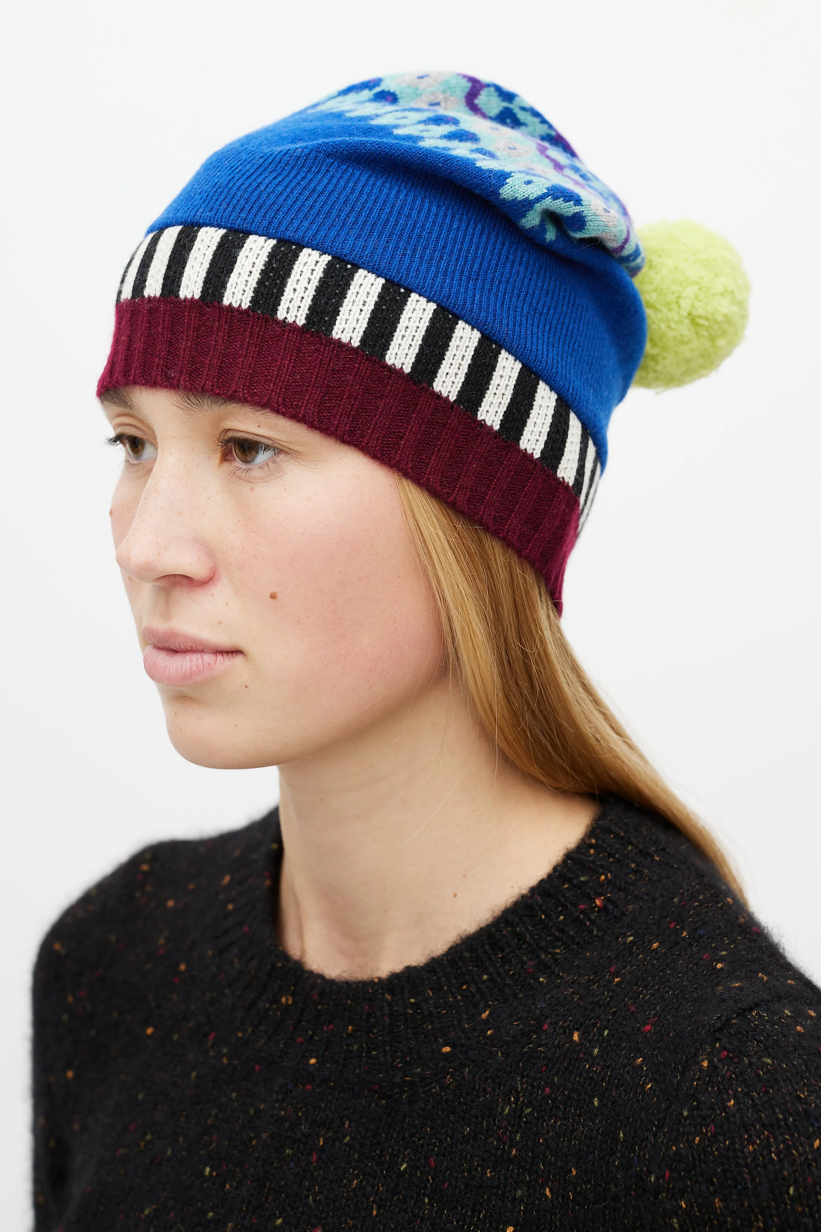 Blue & Multicolour Striped Cashmere Intarsia Co-Ord Set