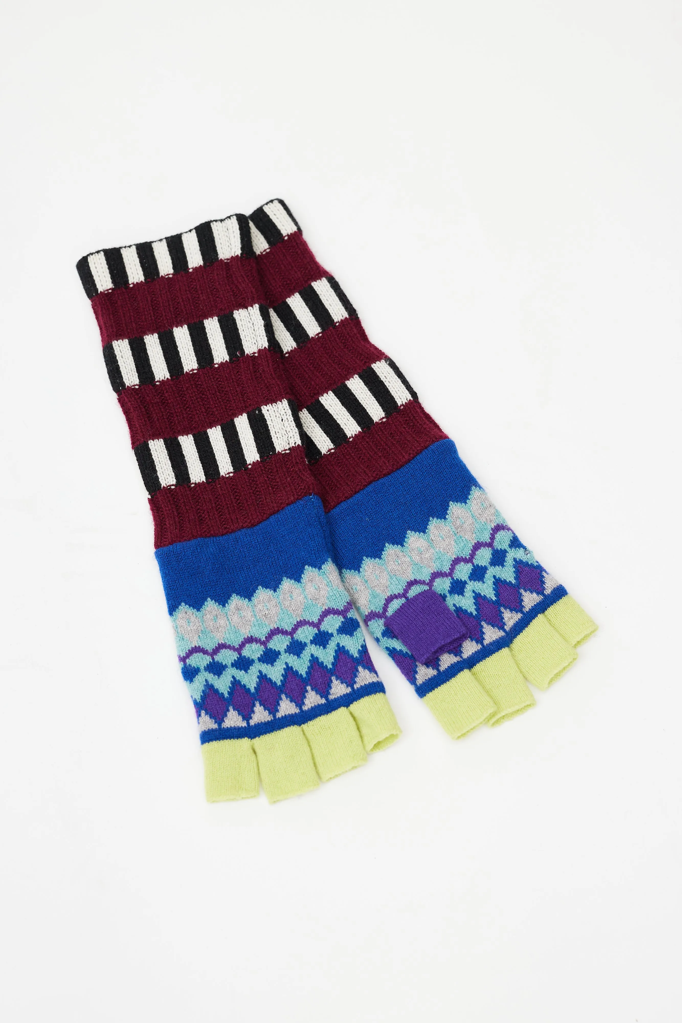 Blue & Multicolour Striped Cashmere Intarsia Co-Ord Set