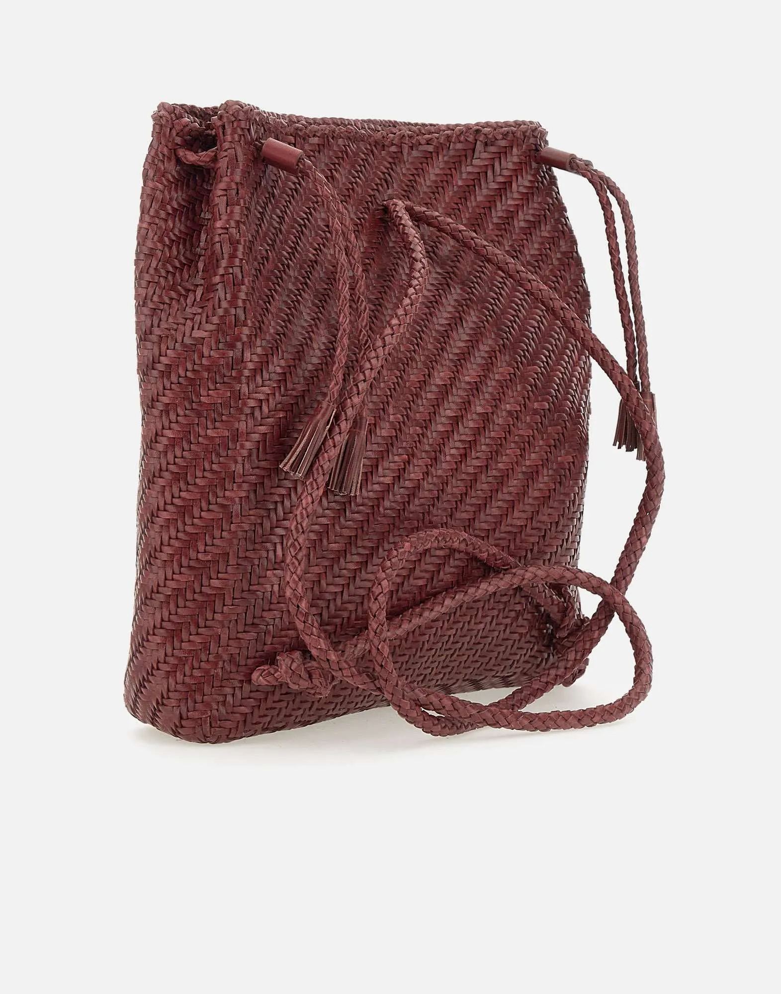 Burgundy Hand-Woven Backpack