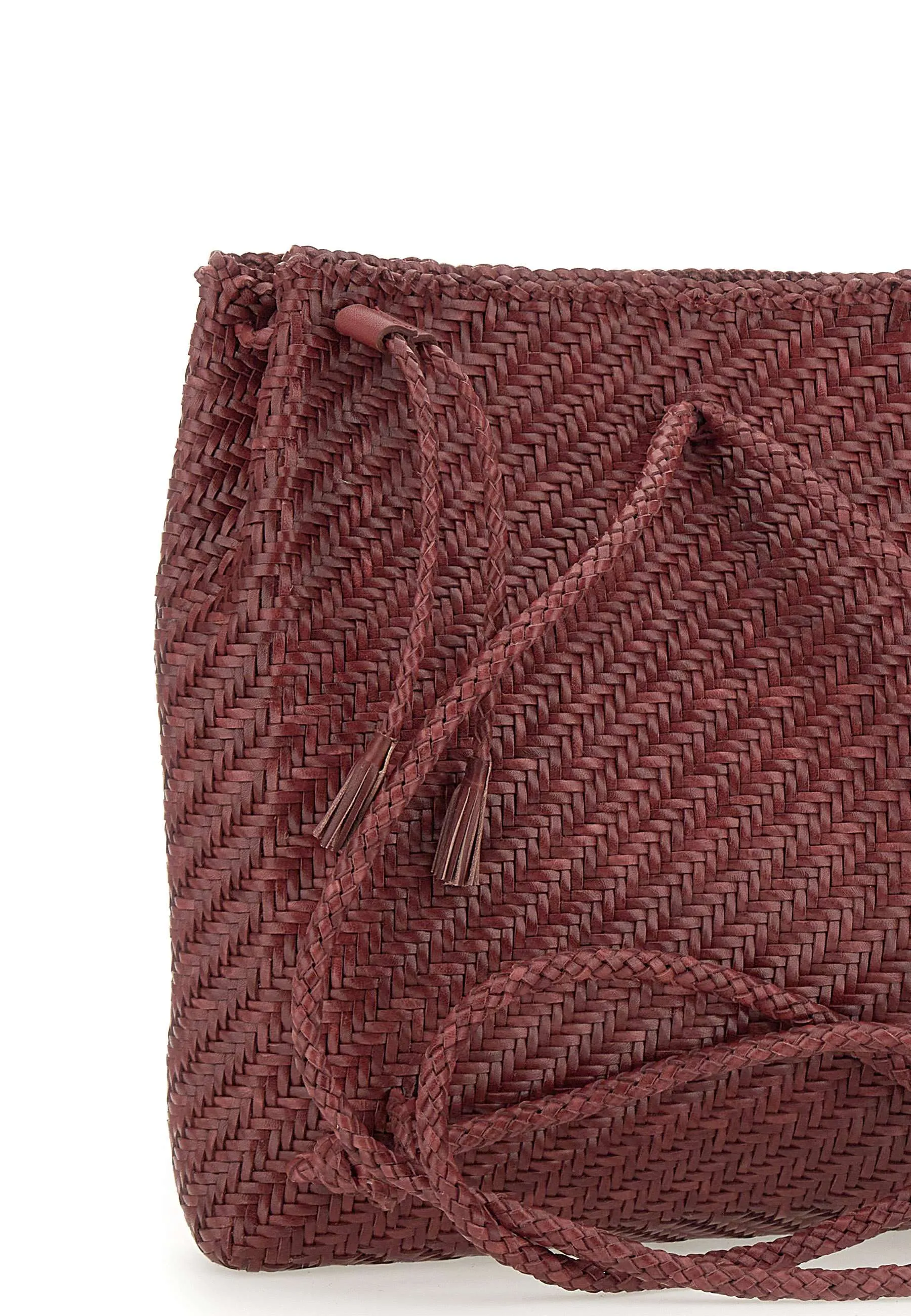 Burgundy Hand-Woven Backpack