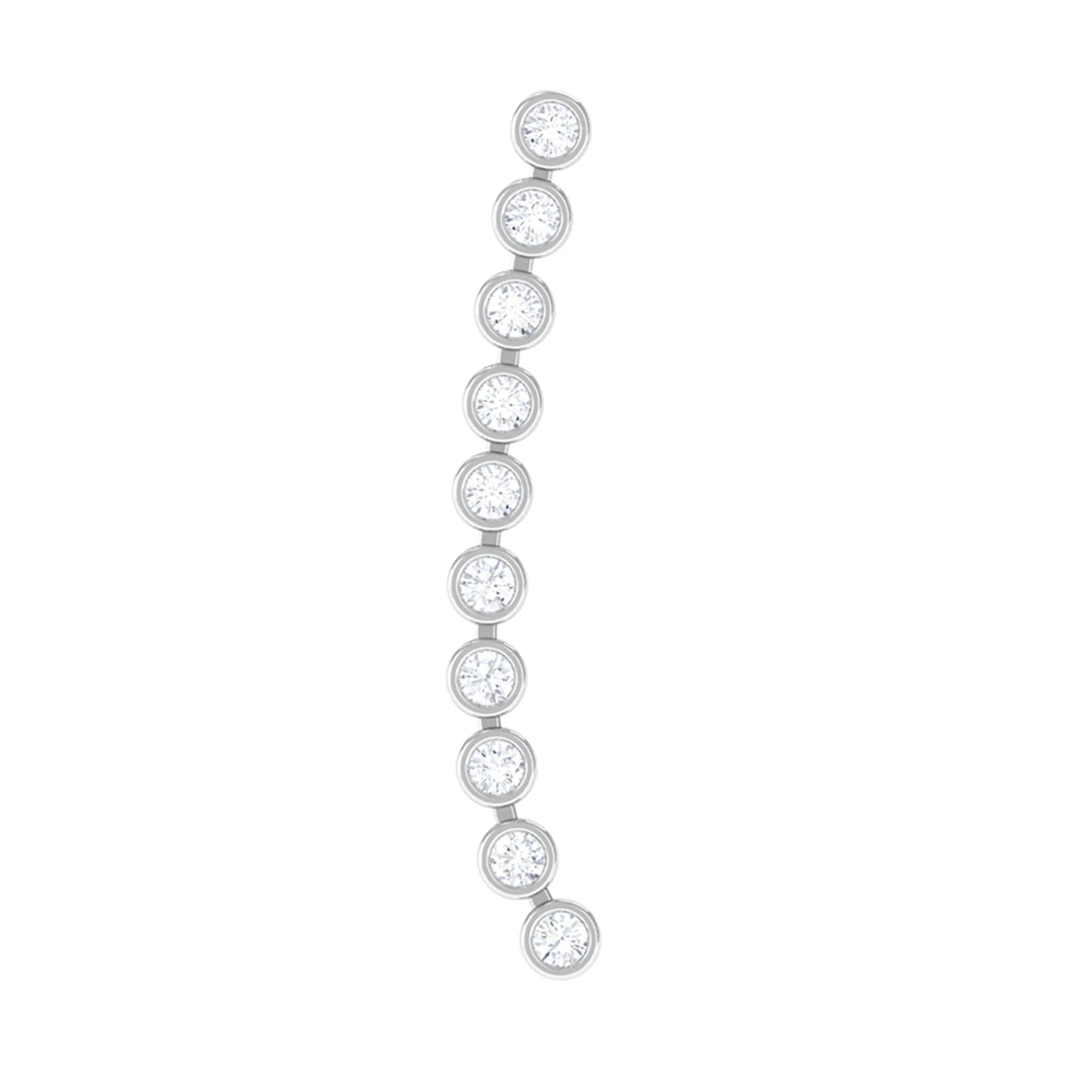 Certified Moissanite Ear Climber Earring in Bezel Setting