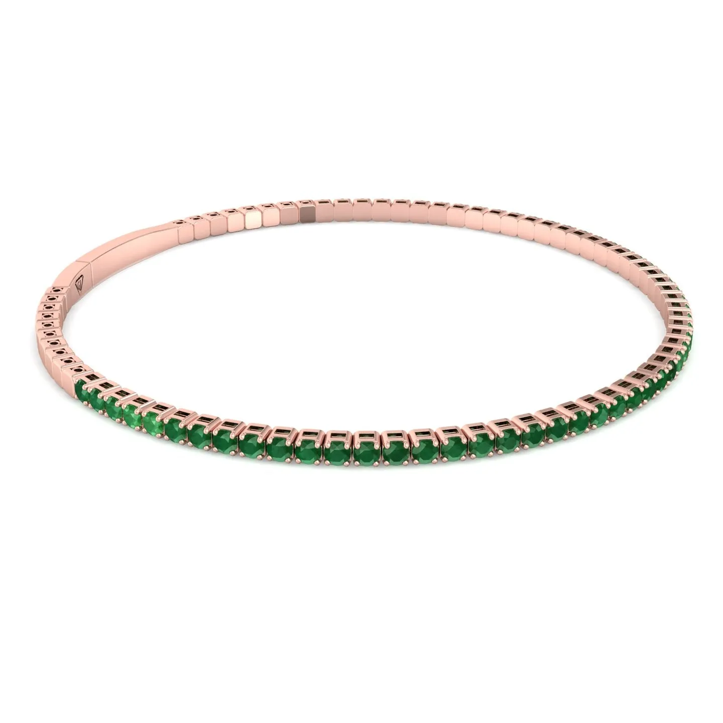 Chiara - Flexible Natural Emerald Bangle in 14K Solid Gold