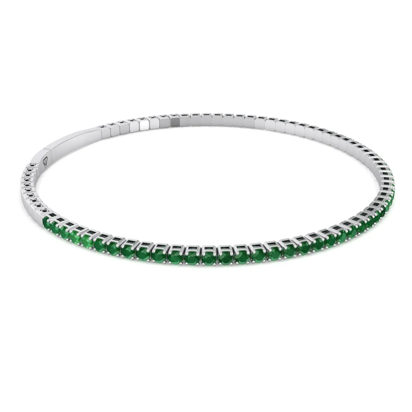 Chiara - Flexible Natural Emerald Bangle in 14K Solid Gold