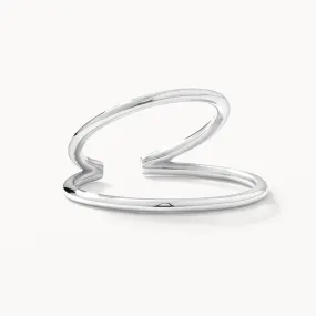 Double Band Single Ear Cuff in Silver