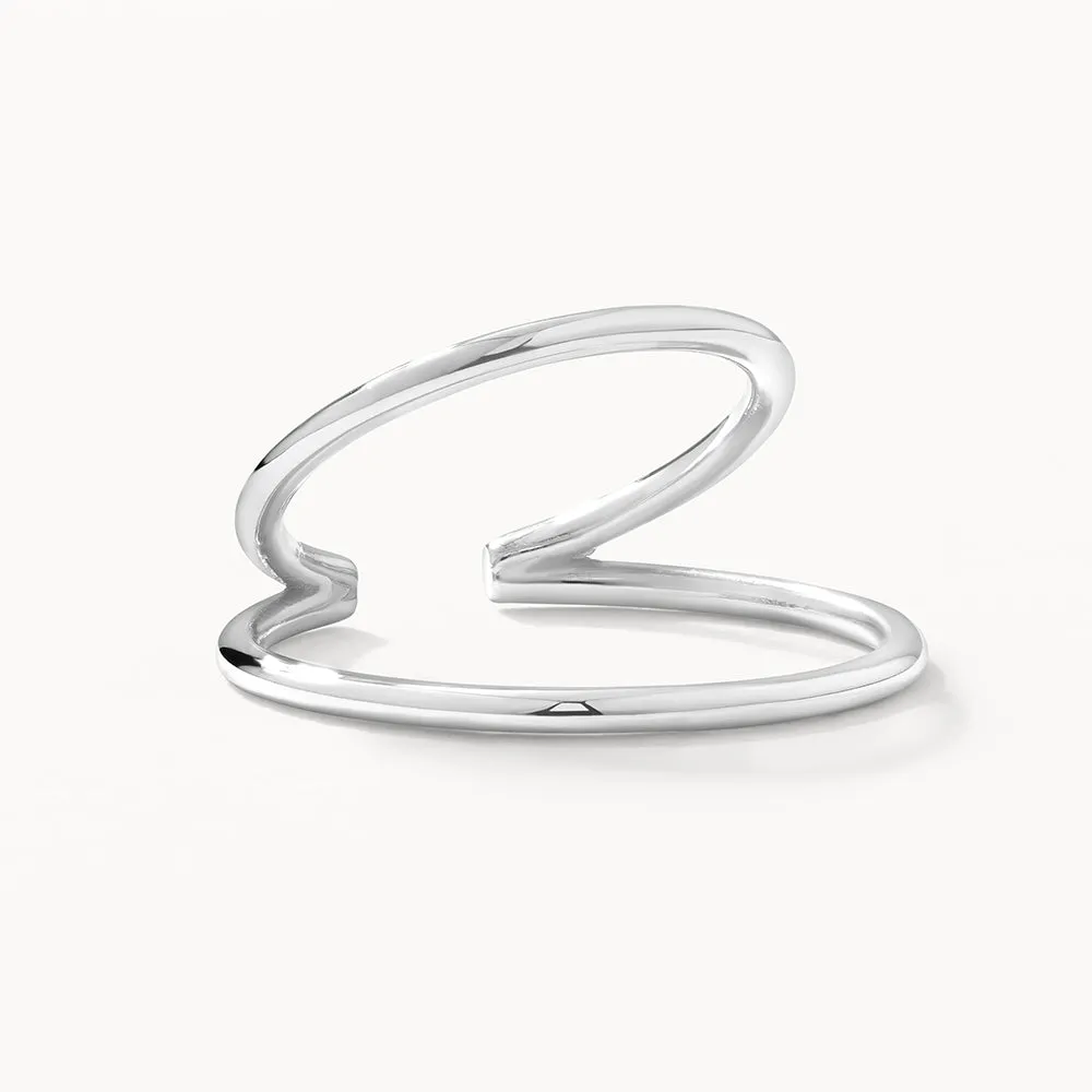 Double Band Single Ear Cuff in Silver