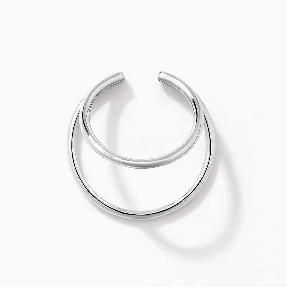 Double Band Single Ear Cuff in Silver