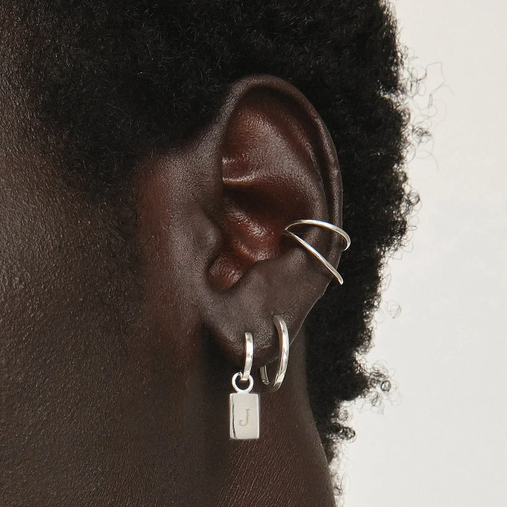 Double Band Single Ear Cuff in Silver
