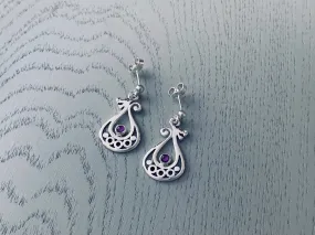 Drekkar Drop Earrings With Amethyst