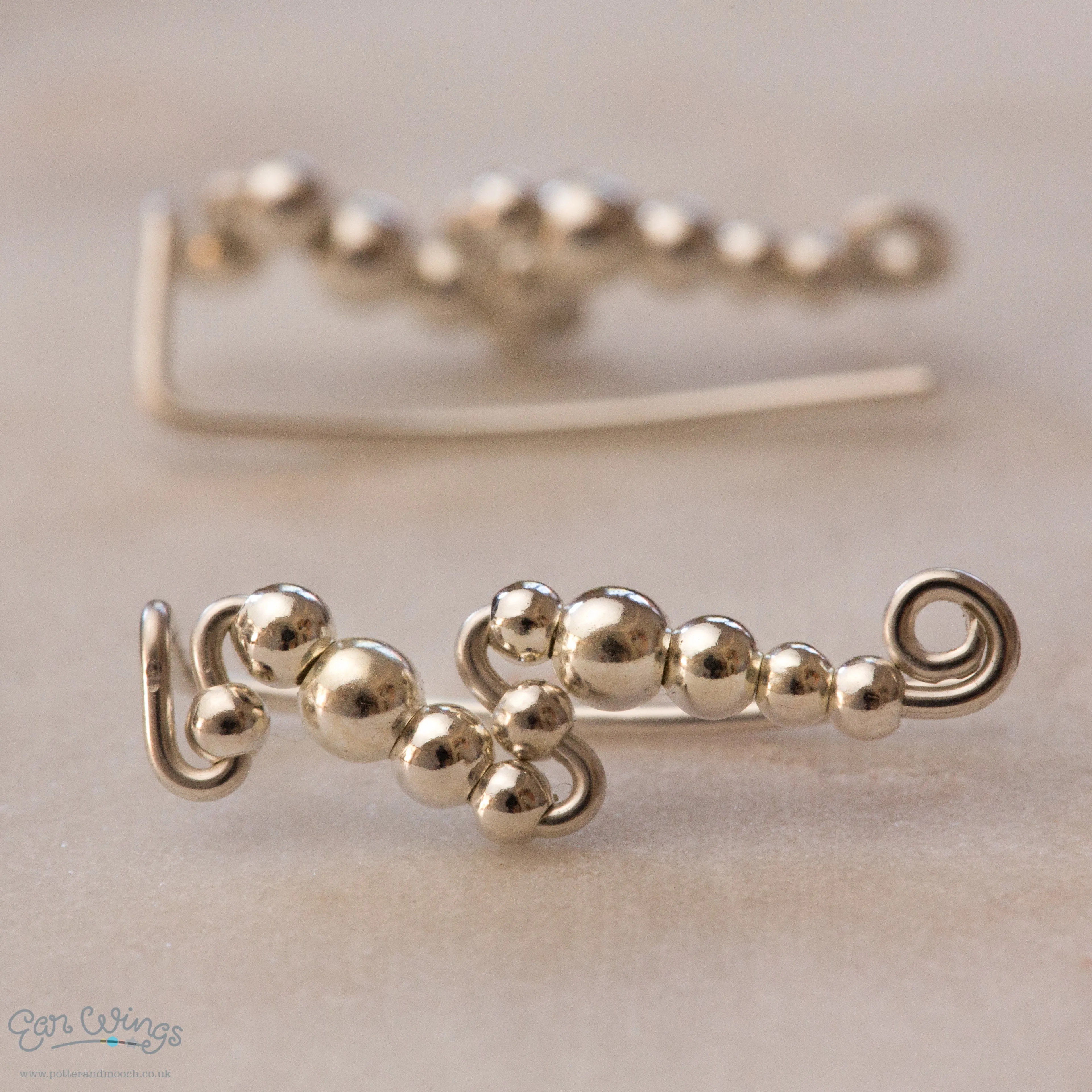 Ear Wings Round Beads Sterling Silver