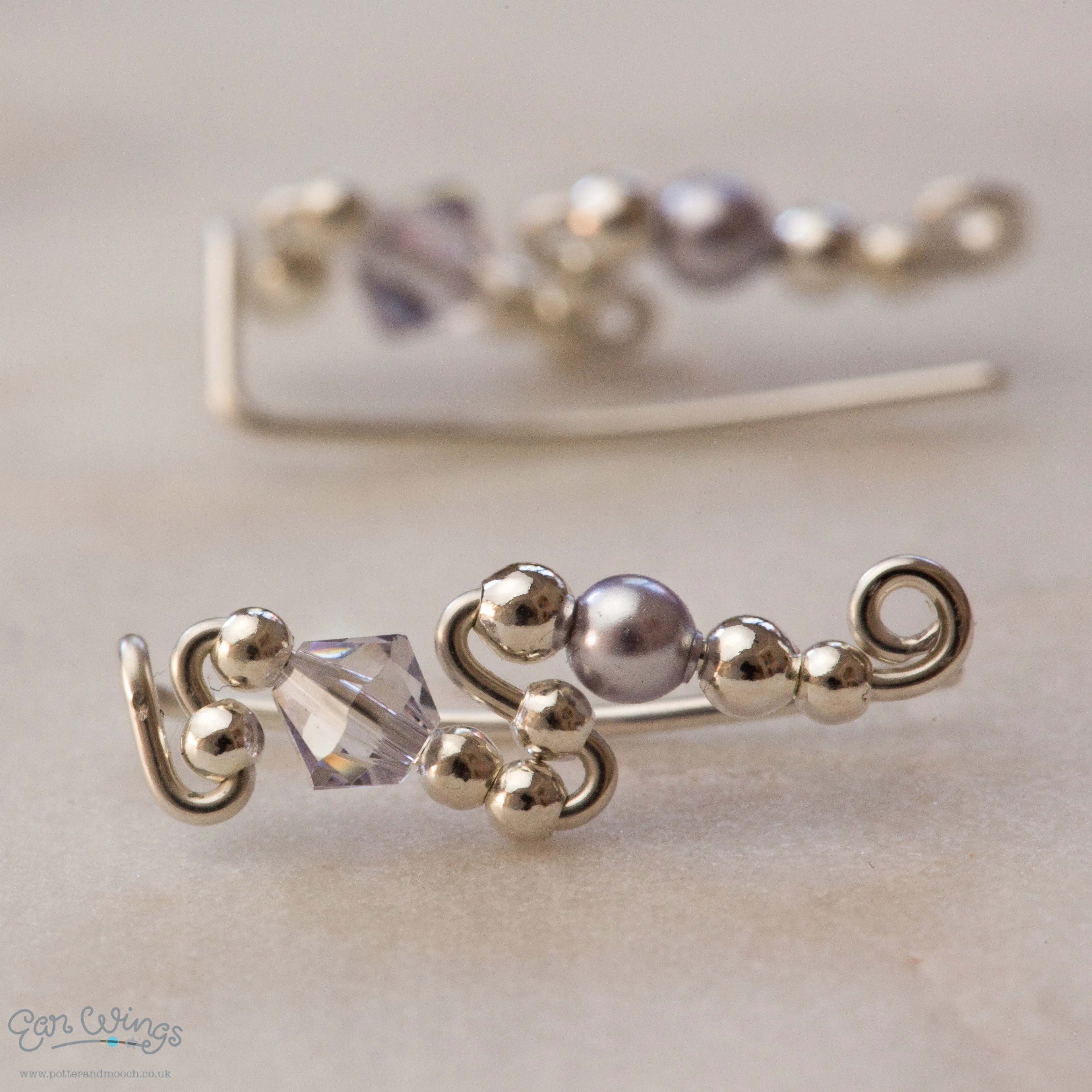 Ear Wings Smokey Mauve Sterling Silver