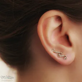 Ear Wings Sterling Silver and 14ct Yellow Gold Beads