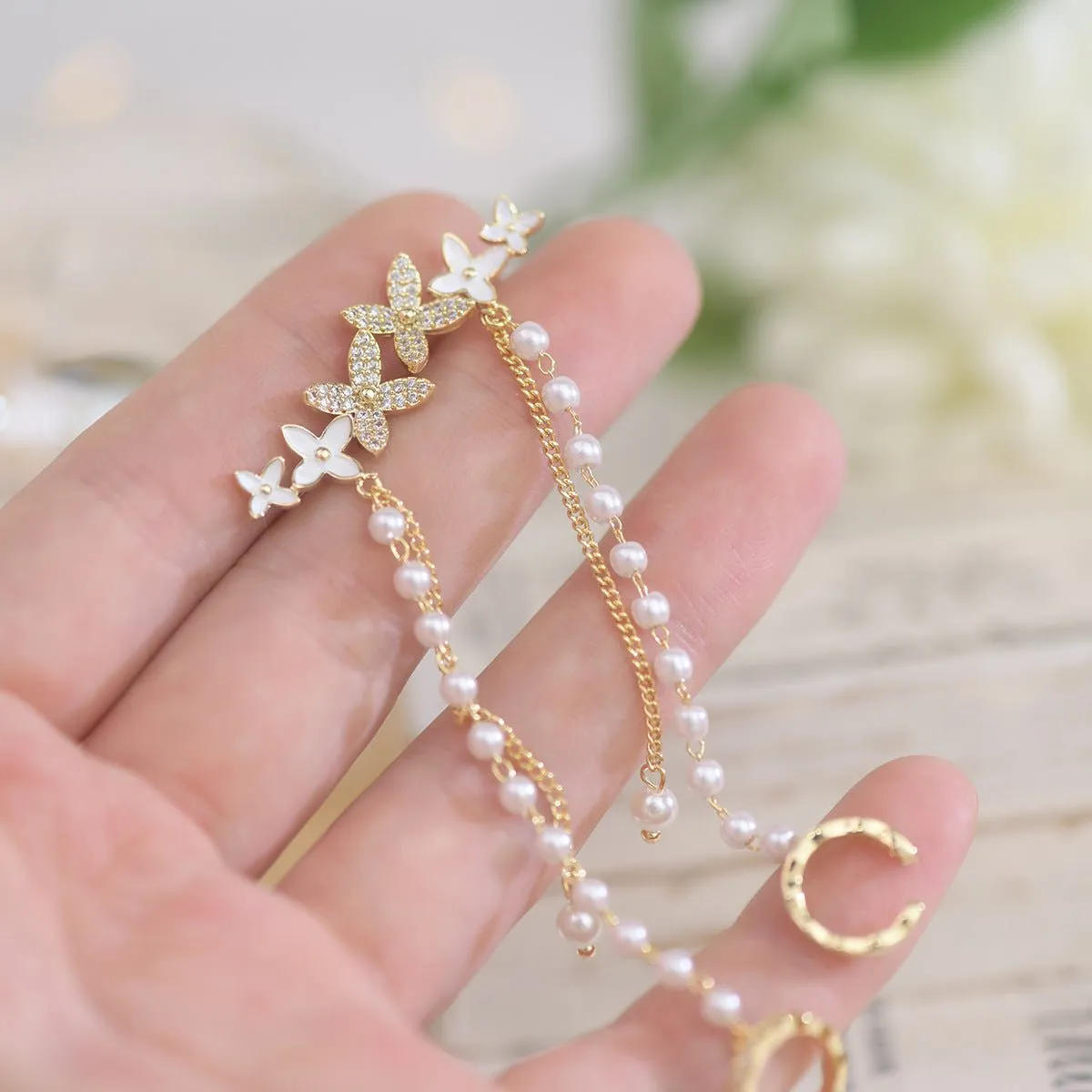 Flower Earrings and Ear Cuffs - Daniella