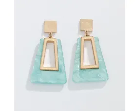 Gold & Mint Geometric Drop Earrings