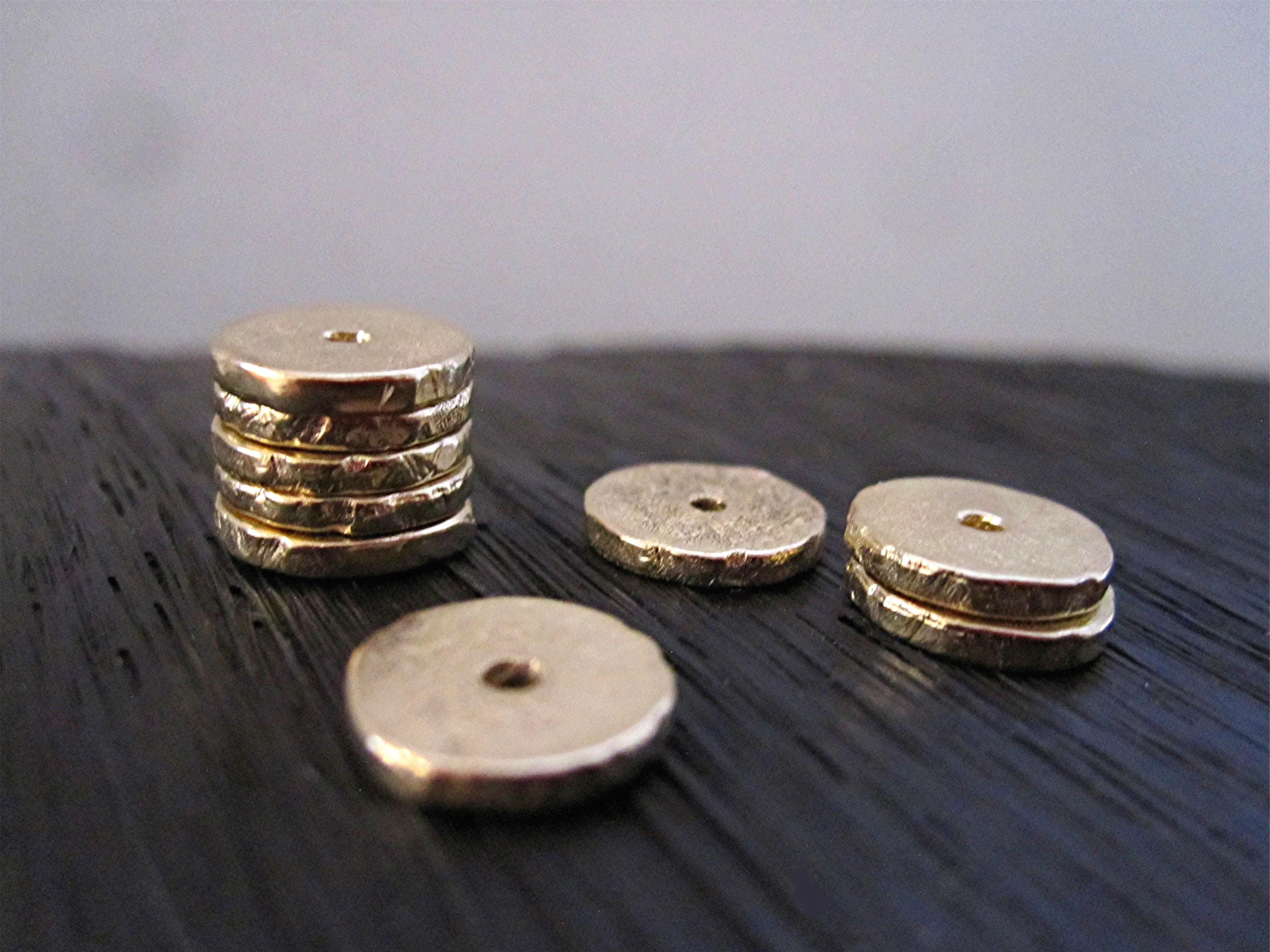 Gold Bronze Thin Textured Stacker Bead and Spacer (set of two) (N)