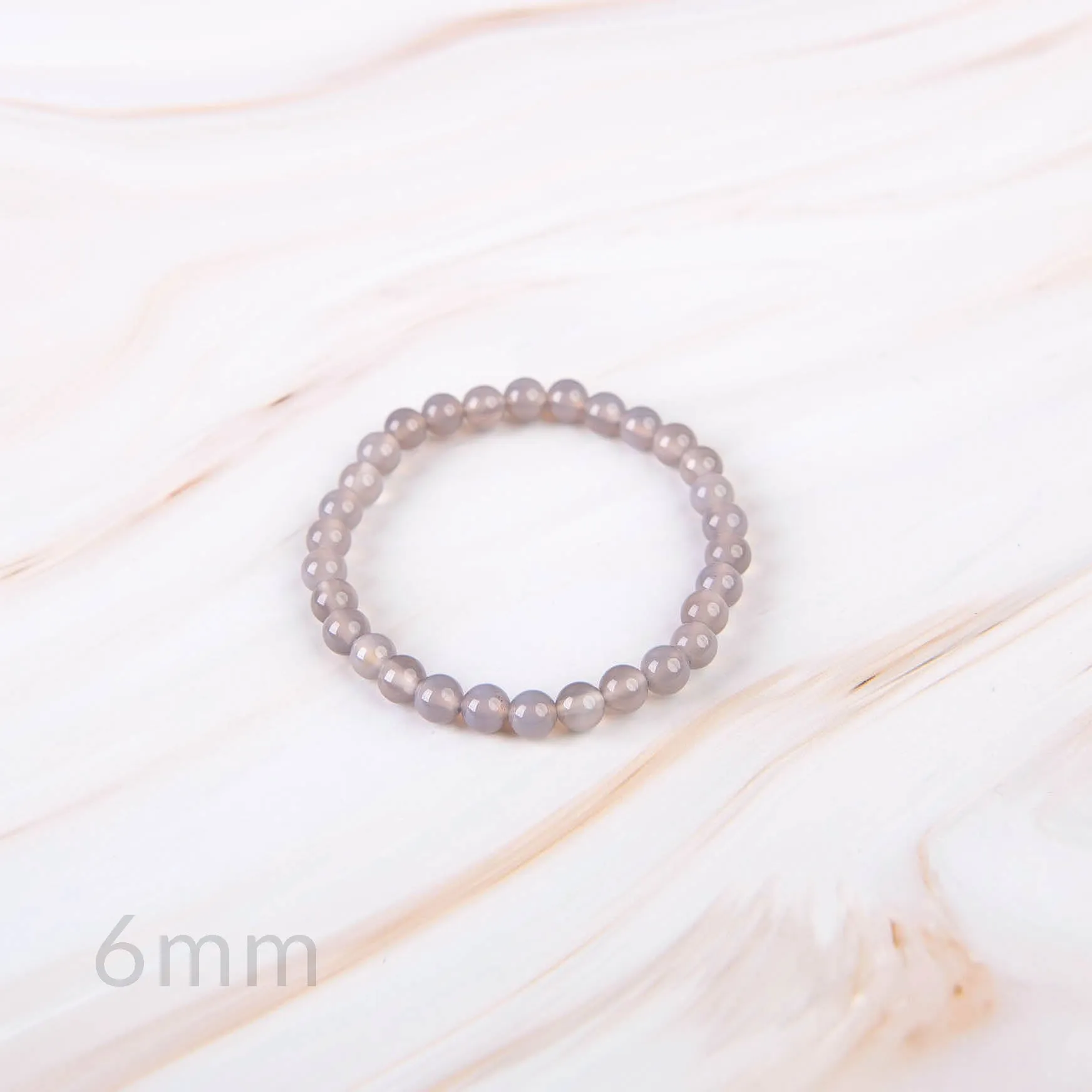 Gray Agate Beaded Bracelet
