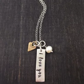 I Love You Pewter Necklace With Heart