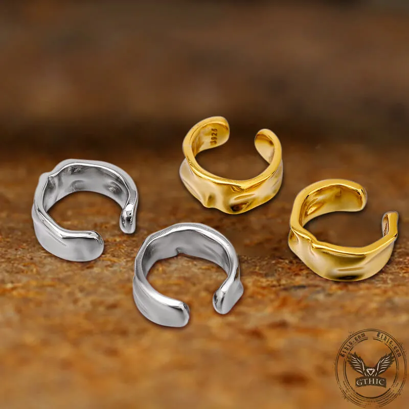 Irregular Geometric Sterling Silver Ear Cuffs