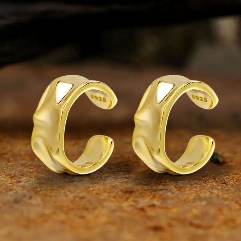 Irregular Geometric Sterling Silver Ear Cuffs
