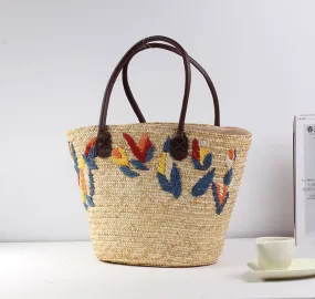Large Straw Bucket Bags For Women-Showtown