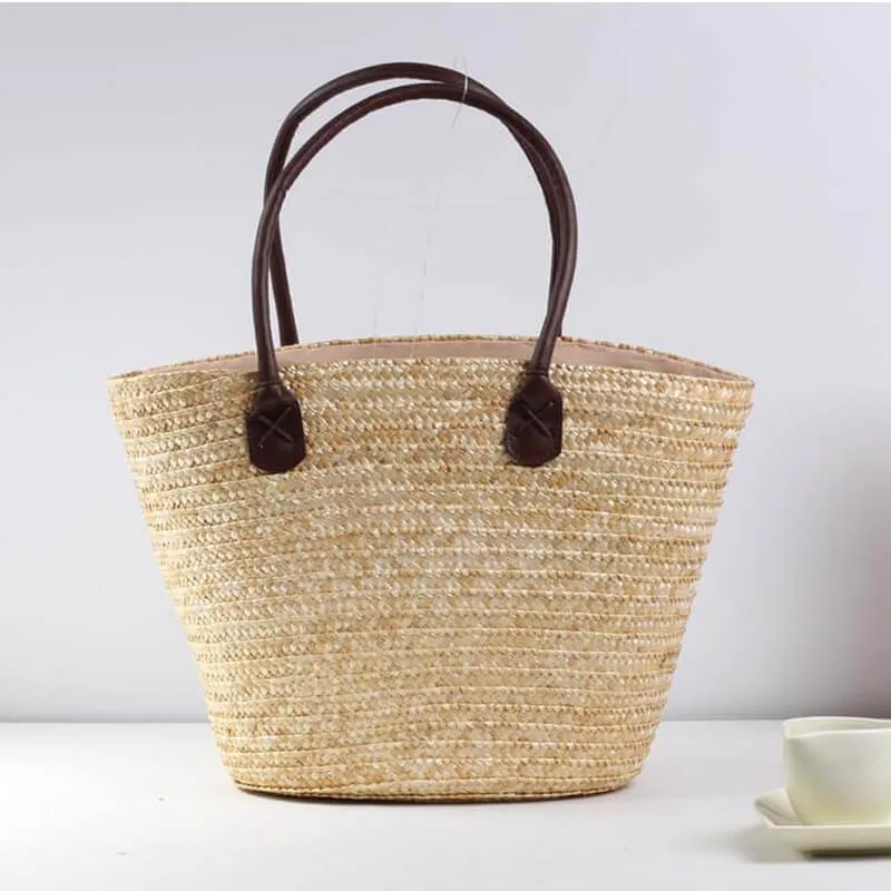 Large Straw Bucket Bags For Women-Showtown