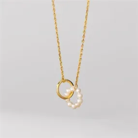 Pearl and gold hoop necklace