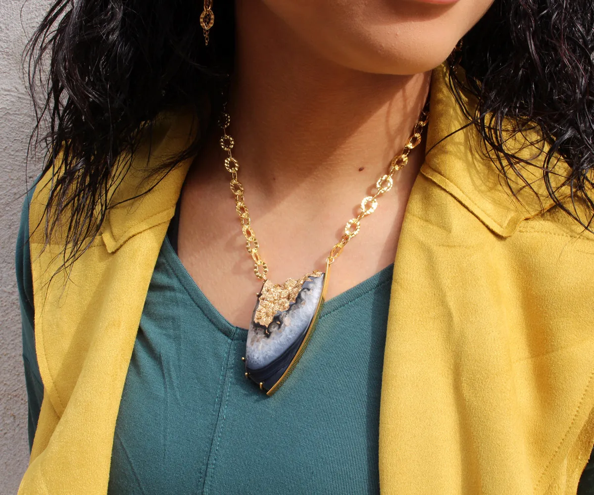 Rockin' 18k Gold Druzy Statement Necklace