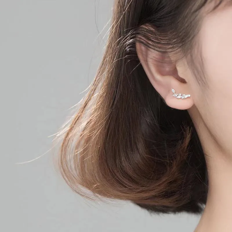 White Gold Plated Silver Floral Ear Cuffs Earring