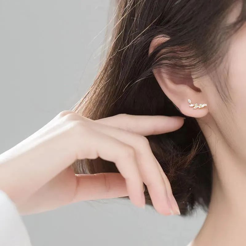 White Gold Plated Silver Floral Ear Cuffs Earring