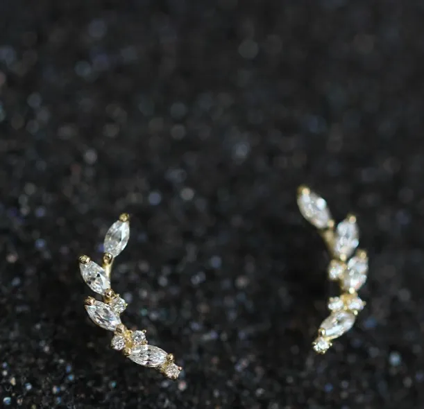 White Gold Plated Silver Floral Ear Cuffs Earring
