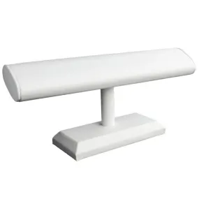 White Leatherette Long Oval Jewelry Watch / Bracelet T-Bar