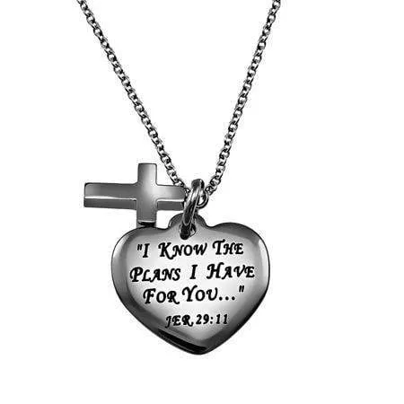Women's I Know The Plans Sweetheart Cross Necklace