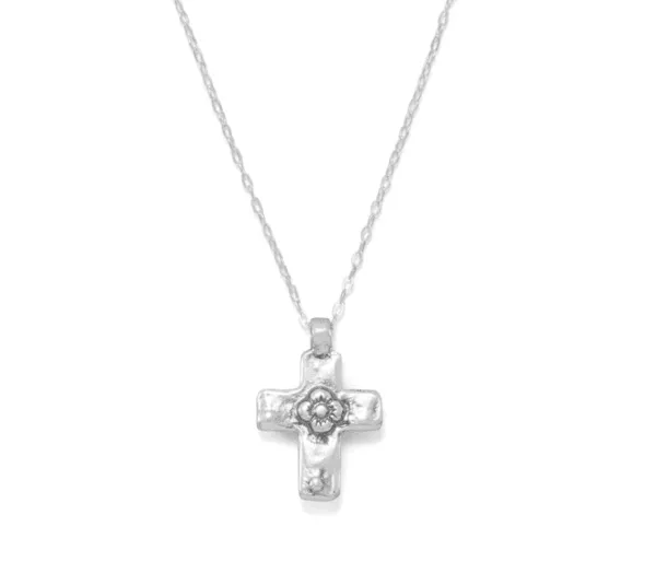 Women's Sterling Silver Reversible Pearl Cross Necklace