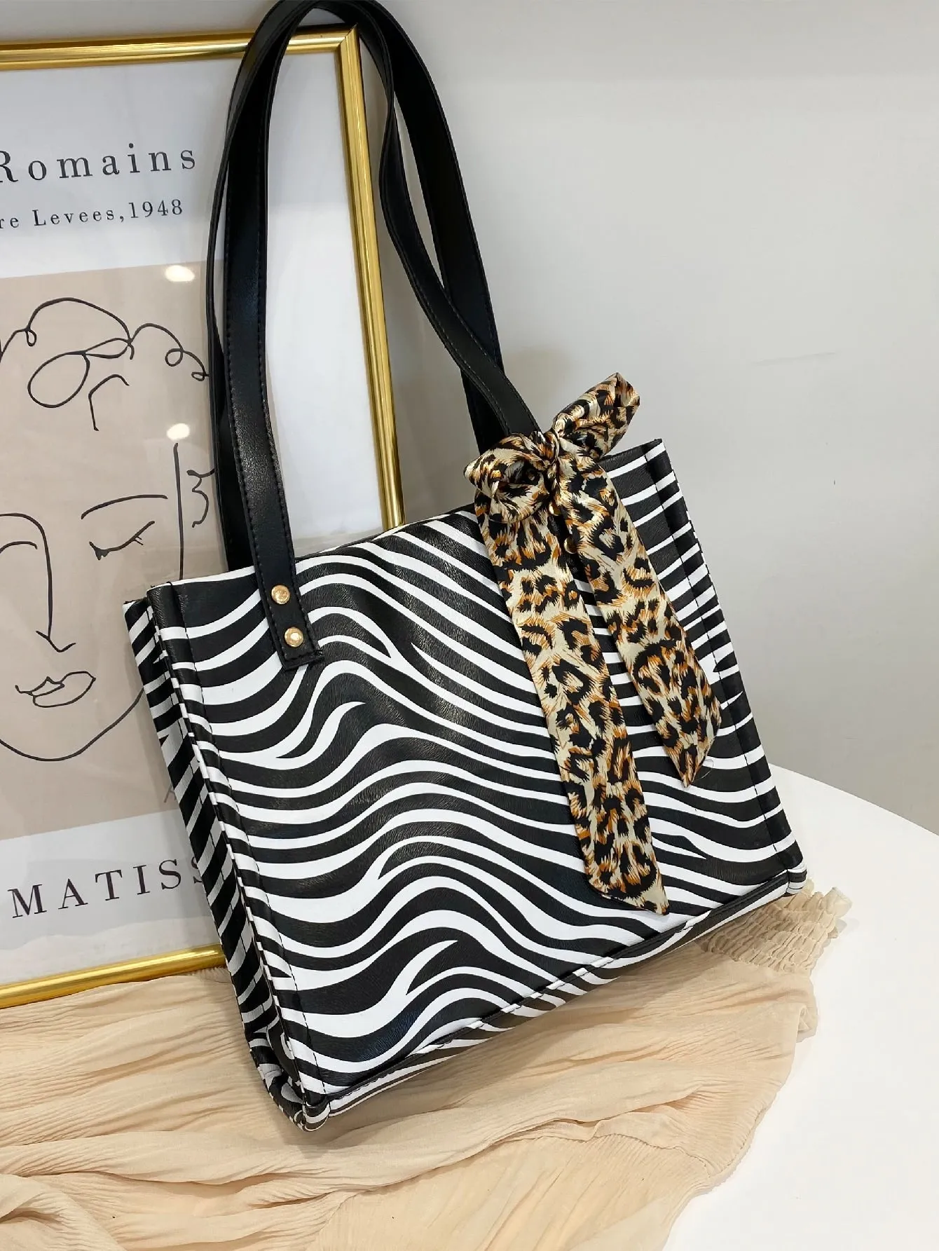 Zebra Striped Tote Bag